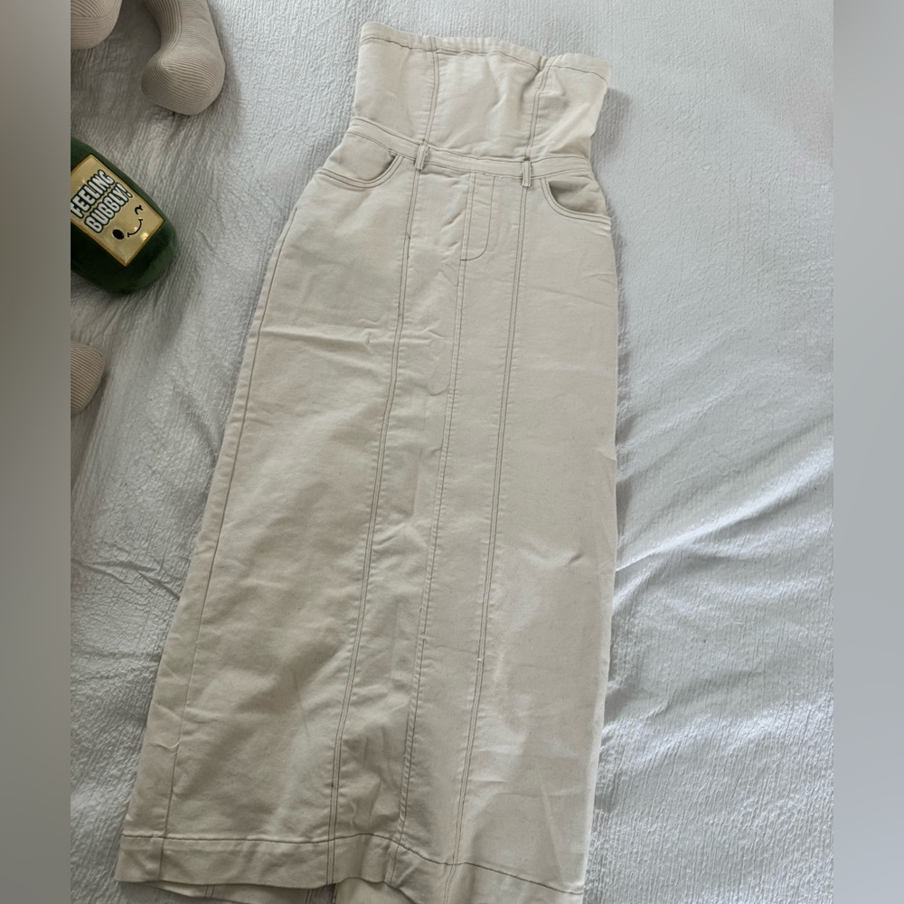 Zara cream denim midi dress